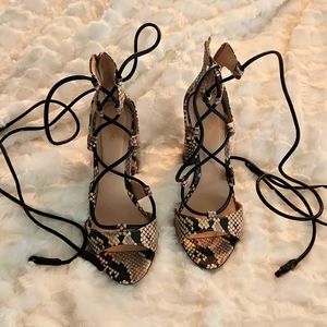 ALDO Heels Snakeskin lace up sandal Womens Size 7.5